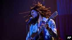 This image released by Paramount Pictures shows Kingsley Ben-Adir in "Bob Marley: One Love." (Chiabella James/Paramount Pictures via AP)