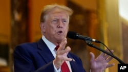 Former president Donald Trump speaks during a news conference at Trump Tower, in New York, May 31, 2024.