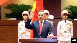 To Lam is sworn in after being elected president at the National Assembly in Hanoi, Vietnam, on May 22, 2024. 