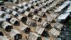 Tents set up for Palestinians displaced by the Israeli bombardment of the Gaza Strip are seen in Khan Younis on Oct. 19, 2023. 