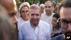 FILE - Venezuelan opposition presidential candidate Edmundo Gonzalez attends a campaign event before the election in Caracas, Venezuela, June 13, 2024.