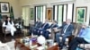 Pakistani Prime Minister Imran Khan, left, meets with officials from Canada-based Barrick Gold Corp. and Chile’s Antofagasta, in Islamabad, March 20, 2022. (Courtesy photo)