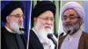 از راست: رسول فلاحتی، احمد علم‌الهدی، و محمد مهدی حسینی همدانی، امامان جمعه رشت، مشهد، و کرج.
