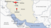 A map of Iran showing the cities of Tehran, Isfahan, Karaj and Eshtehard