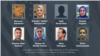 The eight Iranian-American dual nationals in U.S. detention or on supervised pretrial release for federal offenses. (Courtesy Reuters, Randall County/Texas, social media)