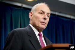 Homeland Security Secretary John Kelly speaks at a news conference at the U.S. Customs and Border Protection headquarters in Washington, Jan. 31, 2017, to discuss the operational implementation of the president's executive orders.