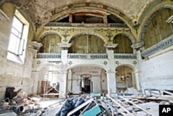 The synagogue is shown earlier this year during its reconstruction, 2010