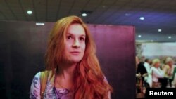 FILE - Russian national Maria Butina is seen at the 2015 FreedomFest conference in Las Vegas, Nevada, July 11, 2015, in a still image taken from a social media video obtained July 19, 2018.