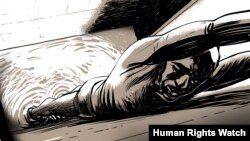 A Human Rights Watch drawing of a prisoner in Ethiopia’s Jail Ogaden in the country’s Somali region.