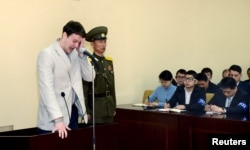 FILE - U.S. student Otto Warmbier cries at court in an undisclosed location in North Korea, in this photo released by North Korea's Korean Central News Agency (KCNA) in Pyongyang. March 16, 2016.