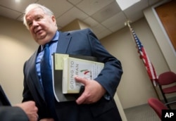Sergey Kislyak, then Russia's ambassador to the U.S., speaks with reporters in Washington, Sept. 6, 2013. Sessions' contacts with Kislyak during the presidential campaign have contributed to the firestorm surrounding his continued tenure as attorney general.