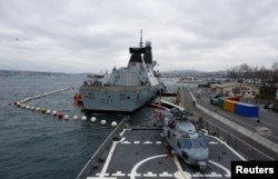 British Royal Navy destroyer HMS Duncan is seen during a port visit in Istanbul, Feb. 19, 2018.