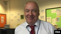 Jeremy Day, Sadiq Khan's former history teacher at Ernest Bevin College, remembers Khan’s activist spirit. (L. Ramirez/VOA)