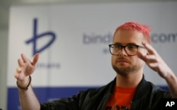 Whistleblower Christopher Wylie, who alleges that campaign for Britain to leave EU cheated in referendum in 2016, speaks to media in London, March 26, 2018.