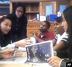 Students from Harlem's Academy for Social Action discuss 'The Scottsboro Boys' after seeing the show on Broadway.