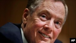 U.S. Trade Representative nominee Robert Lighthizer testifies before the Senate Finance Committee during his confirmation hearing on Capitol Hill in Washington, March 14, 2017. 