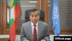 ကုလသမဂ္ဂ ဆိုင်ရာ မြန်မာ သံအမတ်ကြီး ဦးကျော်မိုးထွန်းး။ (ဓာတ်ပုံ - Ministry of Foreign Affairs Myanmar - စက်တင်ဘာ ၂၃၊ ၂၀၂၀)