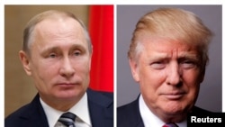 Presiden Rusia Vladimir Putin (kiri) dan Presiden Amerika Donald Trump.