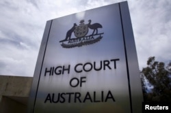 FILE - The High Court of Australia in Canberra, Australia, Oct. 15, 2014.