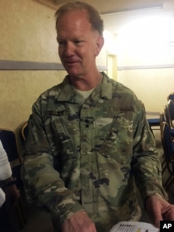 Maj. Gen. Marcus Hicks, U.S. military's special operations commander in Africa, is interviewed by the Associated Press in Niamey, Niger, April 11, 2018.