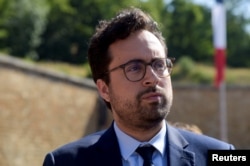 French Secretary of State for Digital Affairs Mounir Mahjoubi attends the ceremony to mark the 77th anniversary of late French General Charles de Gaulle's resistance call of June 18, 1940, near Paris, June 18, 2017.