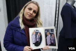 Elda Morina, manager of Hillary Boutique 2, met Hillary Clinton when the former US Secretary of State visited Pristina and the Hillary Boutique in 2012, Jan. 18, 2016. (P.W. Wellman/VOA)
