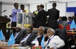 Votes are counted in the first round of the presidential election in Mogadishu, Somalia, Feb. 8, 2017.