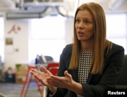 Monika Bickert, Facebook's head of global policy management, talks about the site in Washington, Feb. 2, 2016.