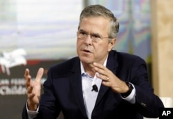 Republican presidential candidate former Florida Gov. Jeb Bush speaks during an education summit Wednesday, Aug. 19, 2015, in Londonderry, N.H.