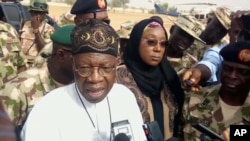 Lai Muhammed, ministre de la Communication, à Dapchi, au Nigeria,le 22 février 2018.