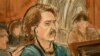Artist's drawing of Viktor Bout in court