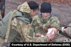 First aid is among the front-line skills taught by U.S. Army personnel at the International Peacekeeping and Security Center in western Ukraine.