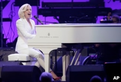 Lady Gaga performs during a hurricanes relief concert in College Station, Texas, Oct. 21, 2017.