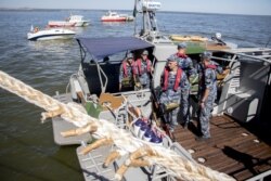 A Ukrainian patrol boats in the Sea of Azov near Mariupol on June 15, 2019. (Iryna Gorbaseva/RFE/RL)