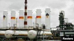 FILE - A general view shows the Achinsk oil refining factory, owned by the Rosneft company.
