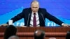 Russian President Vladimir speaks during his annual news conference in Moscow, Russia, Dec. 20, 2018.