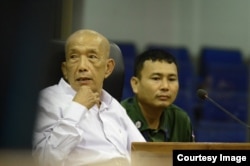 Kaing Guek Eav, alias Duch, former chief of the S-21 central security centre, attends a hearing in the early June, 2016. (Courtesy Image of Nhet Sokheng/ECCC)