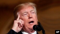 Presiden Amerika Serikat Donald Trump di Mar-a-Lago club, Palm Beach, Florida, 18 April 2018. (Foto: dok). 