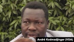 Brice Mbaimong Guedmbaye président du Mouvement des Patriotes Tchadiens pour la République, au Tchad, le 29 avril 2016. (VOA/André Kodmadjingar)