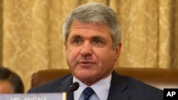 House Homeland Security Committee Chairman Rep. Michael McCaul, asks a questions on Capitol Hill, April 9, 2014, during the committee's hearing about the Boston Marathon bombings. 