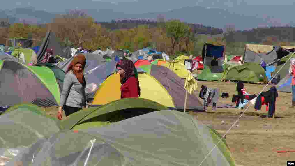 Winter rains destroyed many of refugees’ tents, with some people falling ill from the cold temperatures. Travelers say if the refugees still here in the summer, the heat may be worse than the rains, in Idomeni, Greece, March 31, 2016. (Photo - H. Murdock)
