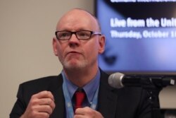 FILE - Louis Charbonneau, U.N. director at Human Rights Watch, speaks during a news conference at the United Nations in New York, October 18, 2018.
