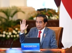 Presiden Joko Widodo berbicara pada KTT virtual ASEAN-China yang dihadiri Presiden China Xi Jinping, pada 22 November 2021. (Foto: Courtesy Twitter/ @Menlu_RI)