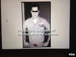 The scammer sent this image to Schuster claiming that it was her pilot. Notice that he told her that he was in the Air Force, but this is a Navy uniform. (Photo/Lilo Schuster)