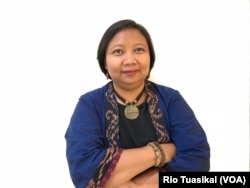 Anis Hidayah, usai diskusi "Menjaga Suara Buruh Migran pada Pilpres 2019" di gedung Bawaslu, Jakarta, Minggu (7/10/2018). (Foto: Rio Tuasikal/VOA)