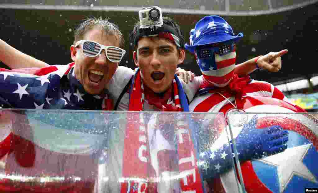 U.S. fans are seen before the 2014 World Cup Group G soccer match between the U.S. and Germany at Pernambuco arena in Recife, Brazil.