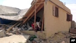 A damaged house in northern the northern Sinai where Egypt's military is battling Jihadists. Sept. 3, 2013.(AP Photo/AP Television)