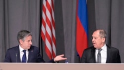 FILE - U.S. Secretary of State Antony Blinken, left, and Russian Foreign Minister Sergey Lavrov meet on the sidelines of the Organization for Security and Cooperation in Europe conference in Stockholm, Sweden, Dec. 2, 2021.