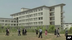 FILE - This image made from a May 21, 2014, video shows a building at the Pyongyang University of Science and Technology.