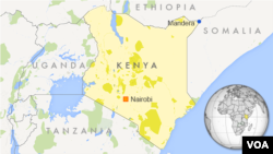 ማንዴራ ከተማን የሚያሳይ የኬንያ ካርታ